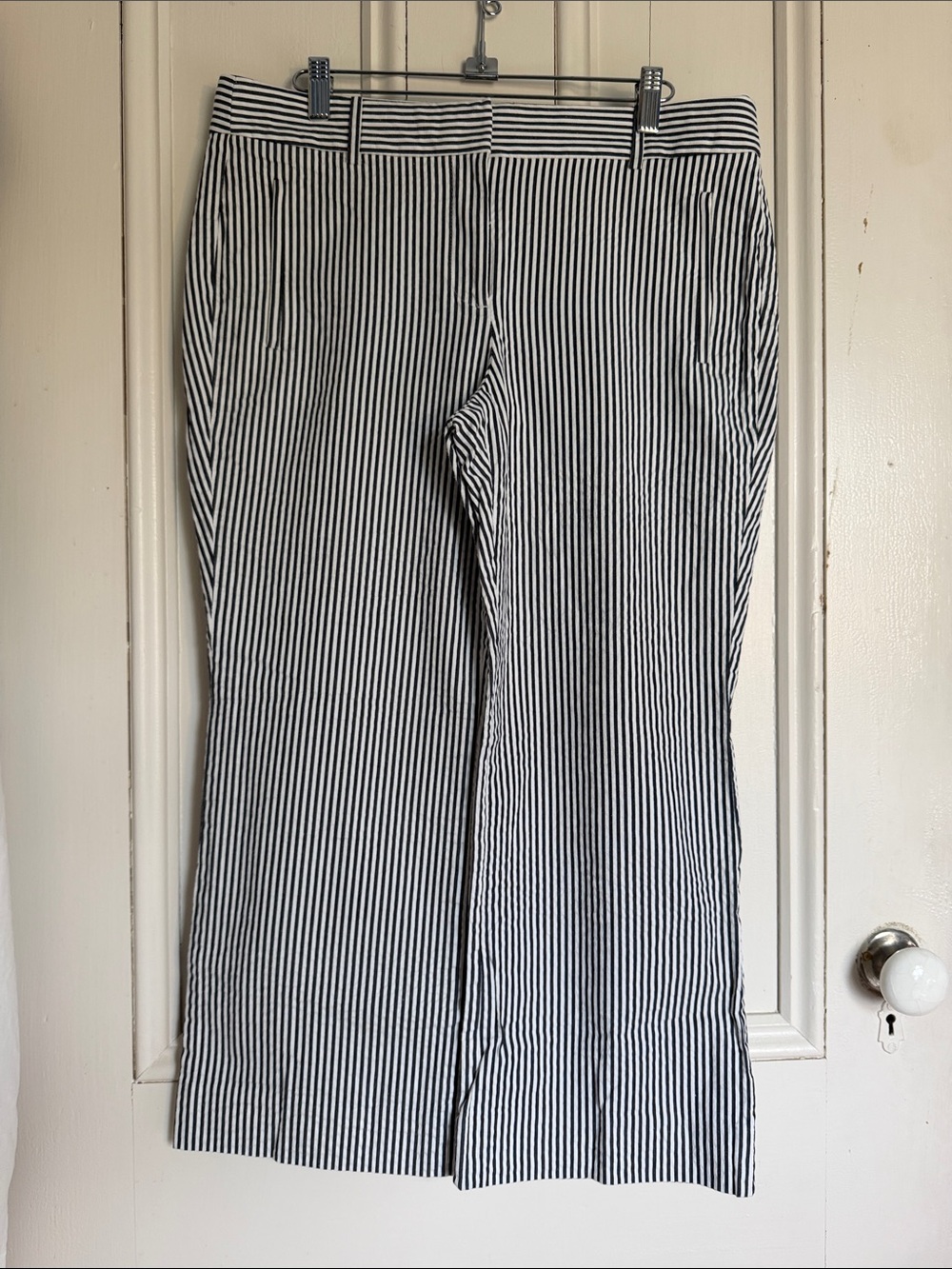 J. Crew Black and White Striped Teddie Capri Pants